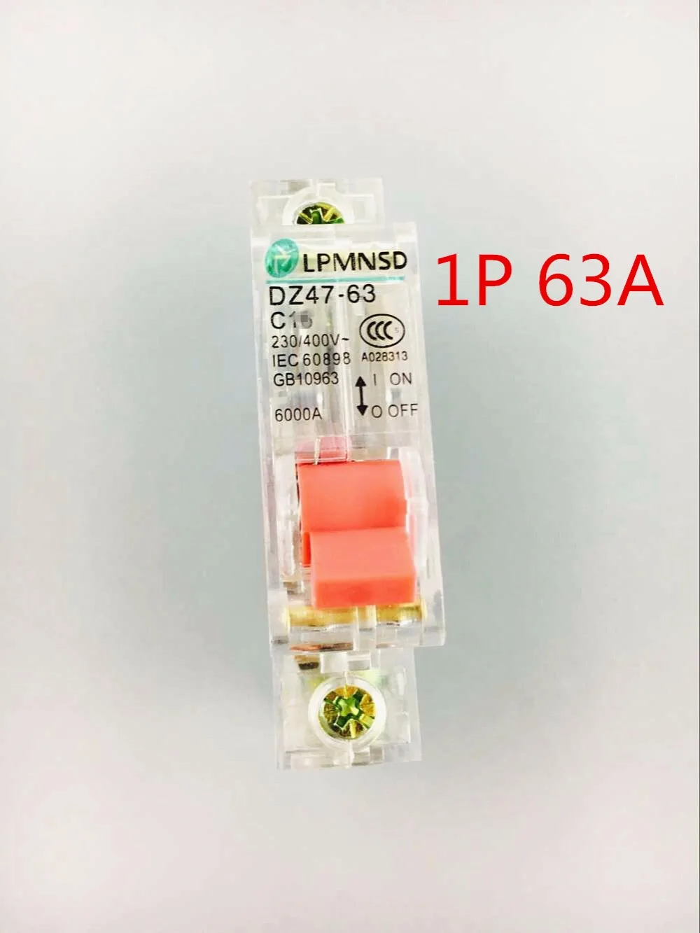 

1P DZ47-63A DIN-Rail 240V/415V 50HZ/60HZ Transprant Mini Circuit breaker MCB C45 C type