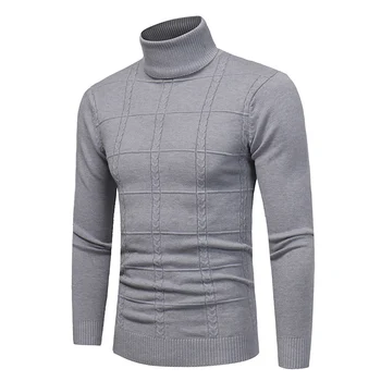

2019 Autumn Winter Sweater Men Turtleneck Mens Sweaters Slim Fit Pullover Brand Clothing Male Classic Wool Knitwear Pull Homme