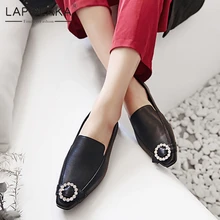 Lapolaka/модные летние туфли типа мокасин из телячьей кожи; женские туфли без застежки; Повседневные Удобные классические туфли с квадратным носком; женская обувь