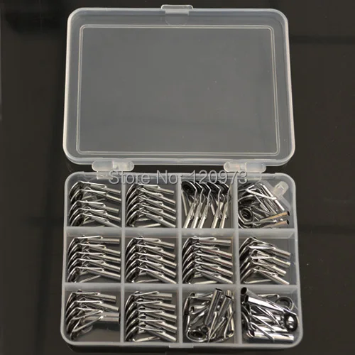 

60pcs/Box 12 Size Stainless Steel Guides Fishing Rod Top Guide Sea Rod And Surf Rod Guide Eye Rings Tip Repair Rod