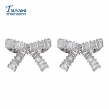 В году новые модные серьги из циркона лук романтическая женщина/Девушка Модные украшения из циркония серьги ER-077 мигающие Серьги гвоздики