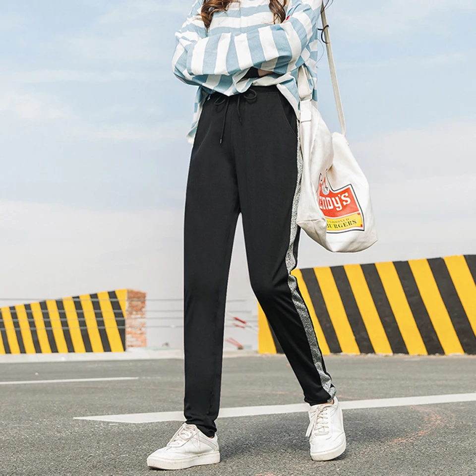 ZYFPGS 2019 Hot Sweatpants Gray Stitching Pants Patchwork Stripes Women's Pants Hip Hop Fashion Casual Loose Plus Size 4XL Z1118 ZYFPGS 2019 Hot Sweatpants Gray Stitching Pants Patchwork Stripes Women's Pants Hip Hop Fashion Casual Loose Plus Size 4XL Z1118