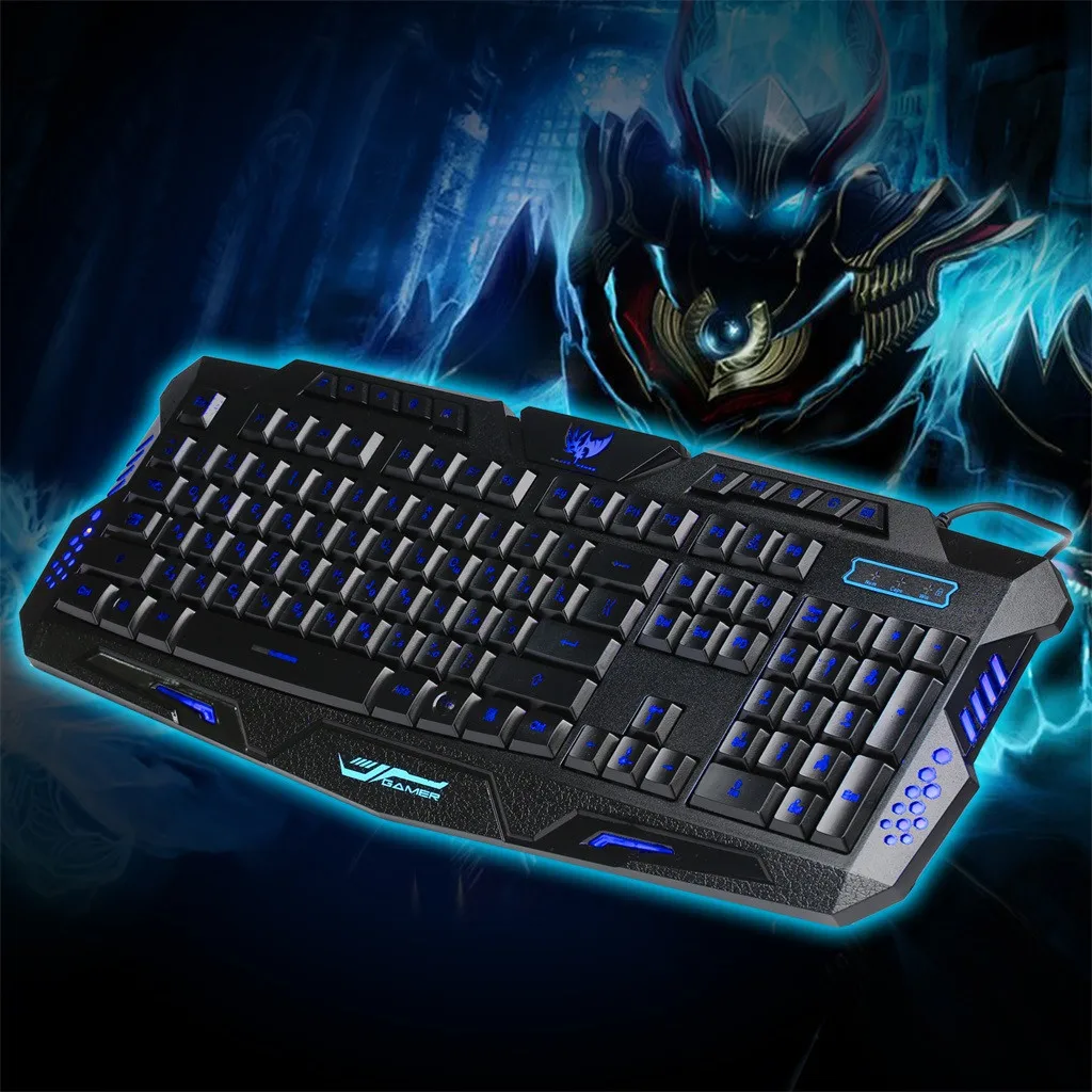 Английская + русская светодиодная подсветка Pro игровая клавиатура мышь Combos USB