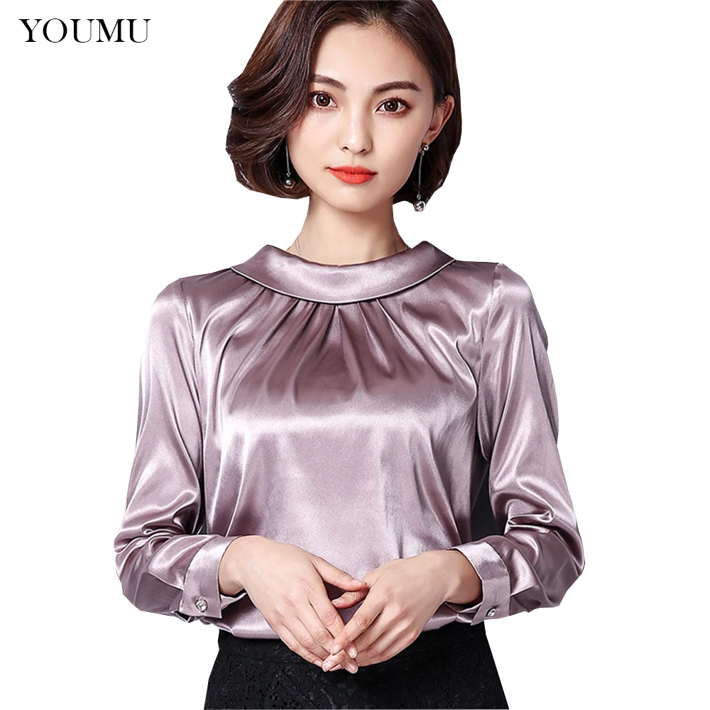 Achat Femmes Satiné Soyeux Chemise Vintage Plissé Brillant À Manches Longues Chemisier Pull Top Manches Longues Vêtement Supérieur 200 A630