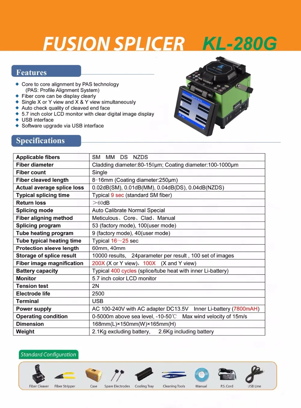 Оптическое волокно фьюжн splicer KL-280G/ftth fusion машина/Jilong Оптическое волокно фьюжн Сращивание машина