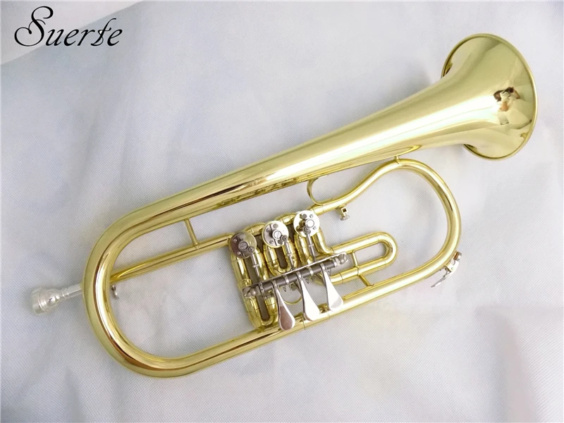 Bb роторный flugelhorn с Чехол мундштук желтый латунный flugelhorn s Музыкальные инструменты рога