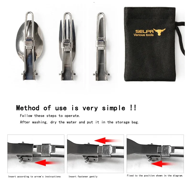 Plegable Picnic/senderismo/Camping cubiertos utensilios portátil al aire libre vajilla cuchillo/tenedor/cuchara 3 en 1 camping conjunto Plegable Picnic/senderismo/Camping cubiertos utensilios portátil al aire libre vajilla cuchillo/tenedor/cuchara 3 en 1 camping conjunto