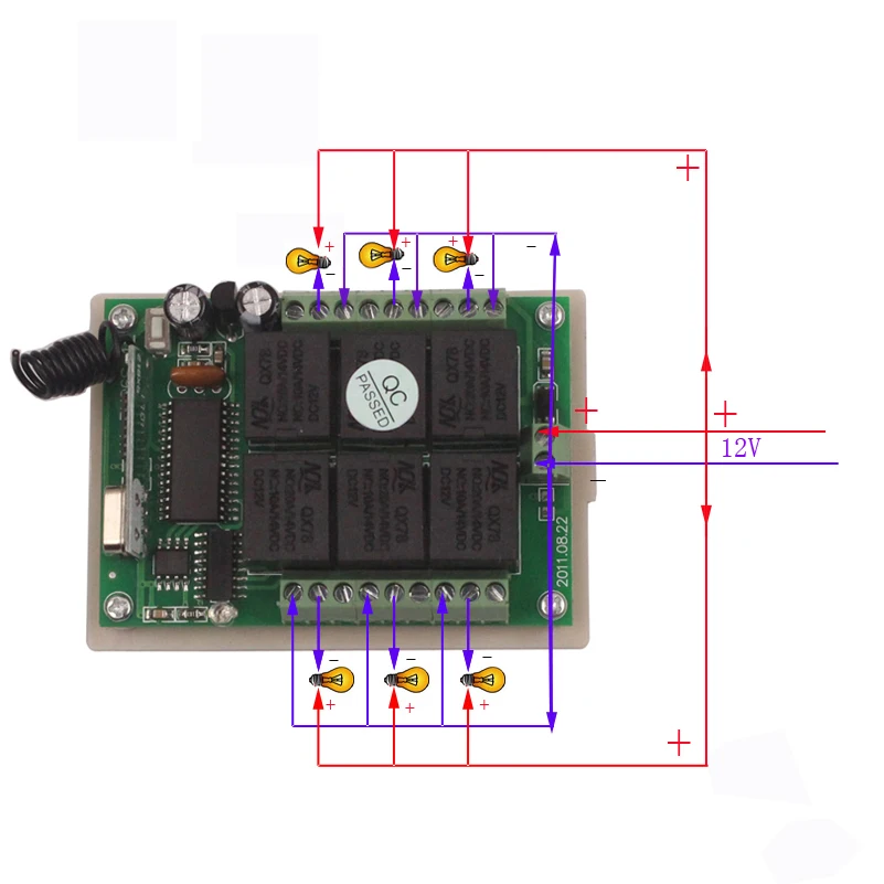 12V 6CH Remote Switch 315433MHz With Remote Control Relay Switch 12V Relay Module 6CH Module Board Box (3)
