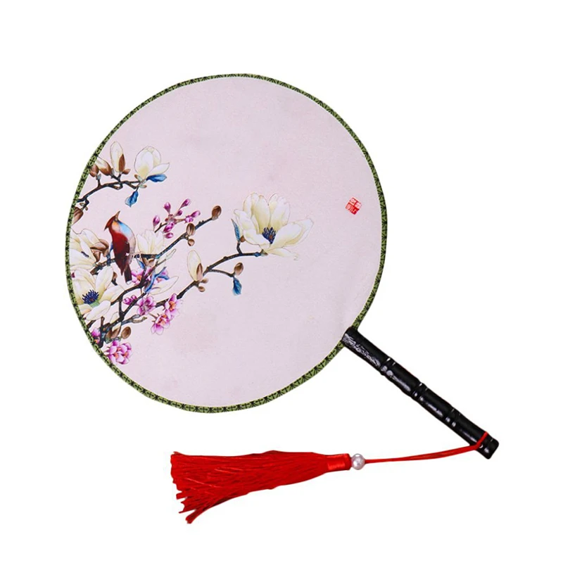 

Women Fan Double-Sided Print Group Fan Ancient Classic Round Palace Dance Fan Chinese Retro Style Wedding Decor Party Gift Dan