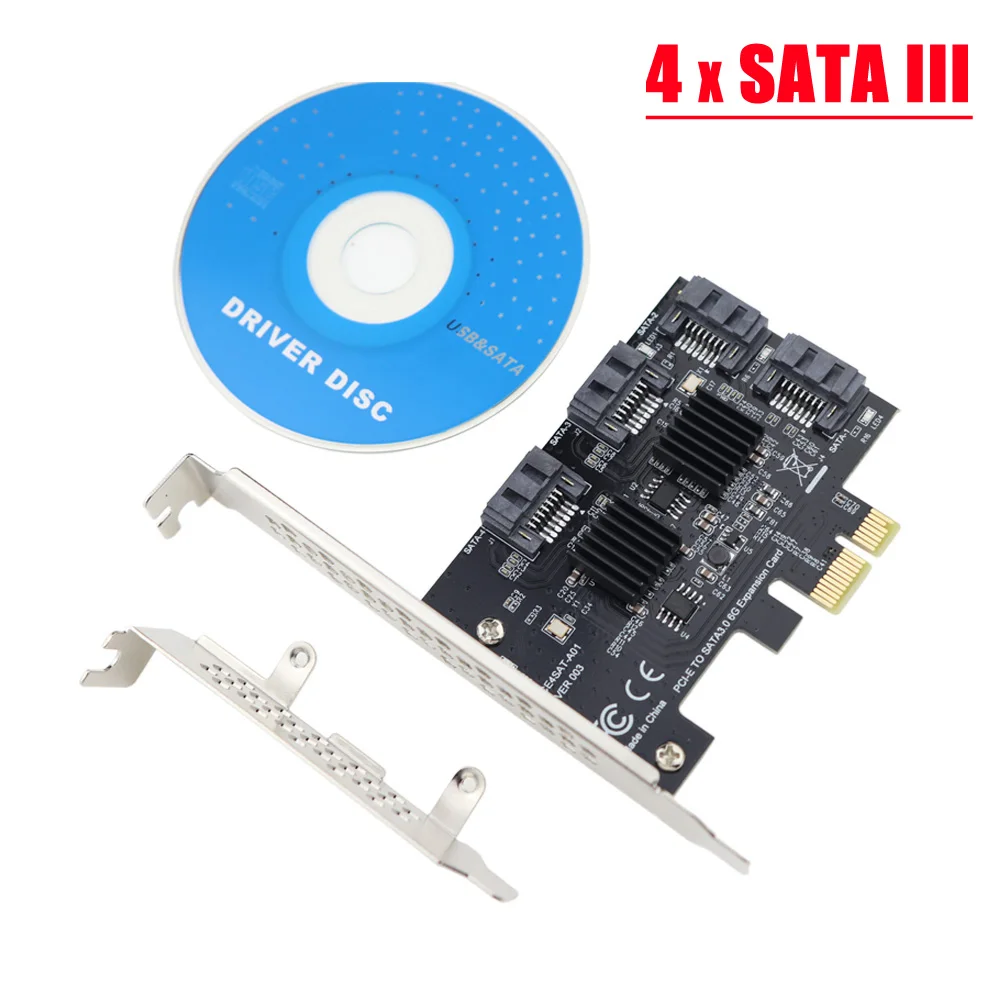 PCI Express SATA 3 0 карта контроллера PCIe 2 0x1 до 4 портов III 6 ГБ/сек. внутренний адаптер