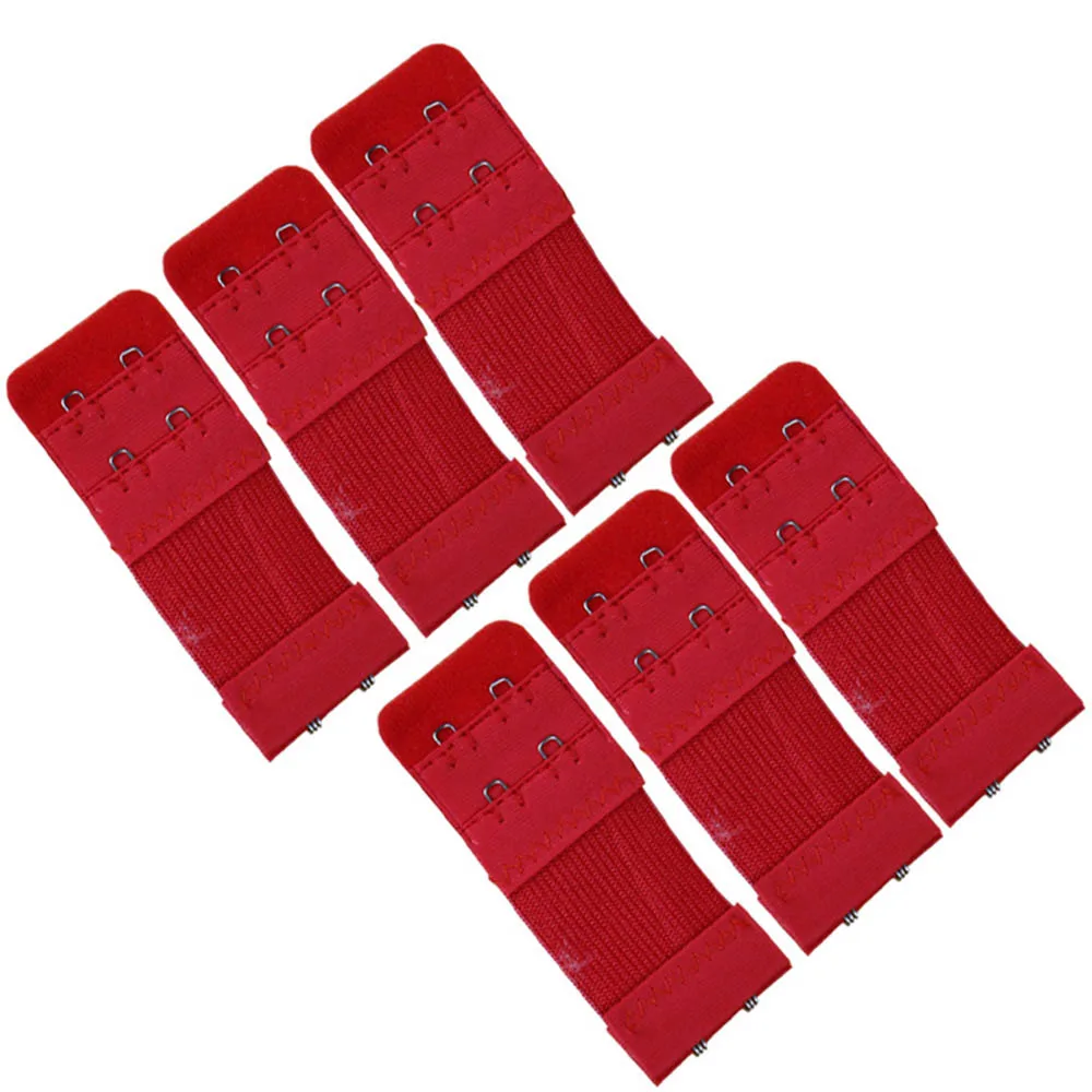 Бюстгальтеры Комплект для женщин эластичный мягкий нейлон 2 Крючки бюстгальтер ремешок сзади расширения для плюс размеры, 6 шт., 3," x 1,3" - Цвет: Red