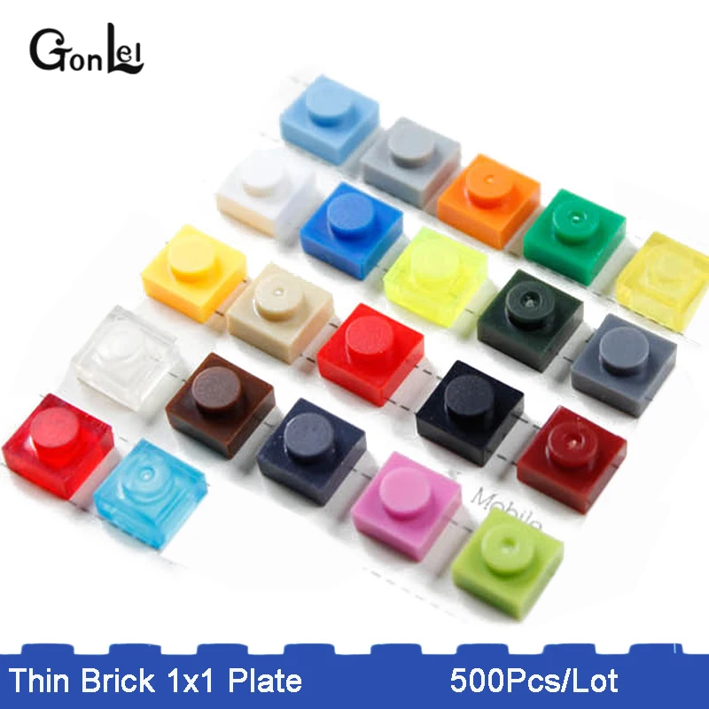 

500Pcs/lot Plate 1x1 Building Blocks Part DIY LOGO Toy For Kids 28 Colors Educational Creative Compatible with legoes 3024