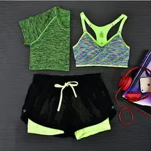 Женский фитнес, растяжка, тренировка майка+ шорты+ бюстгальтер с подкладкой