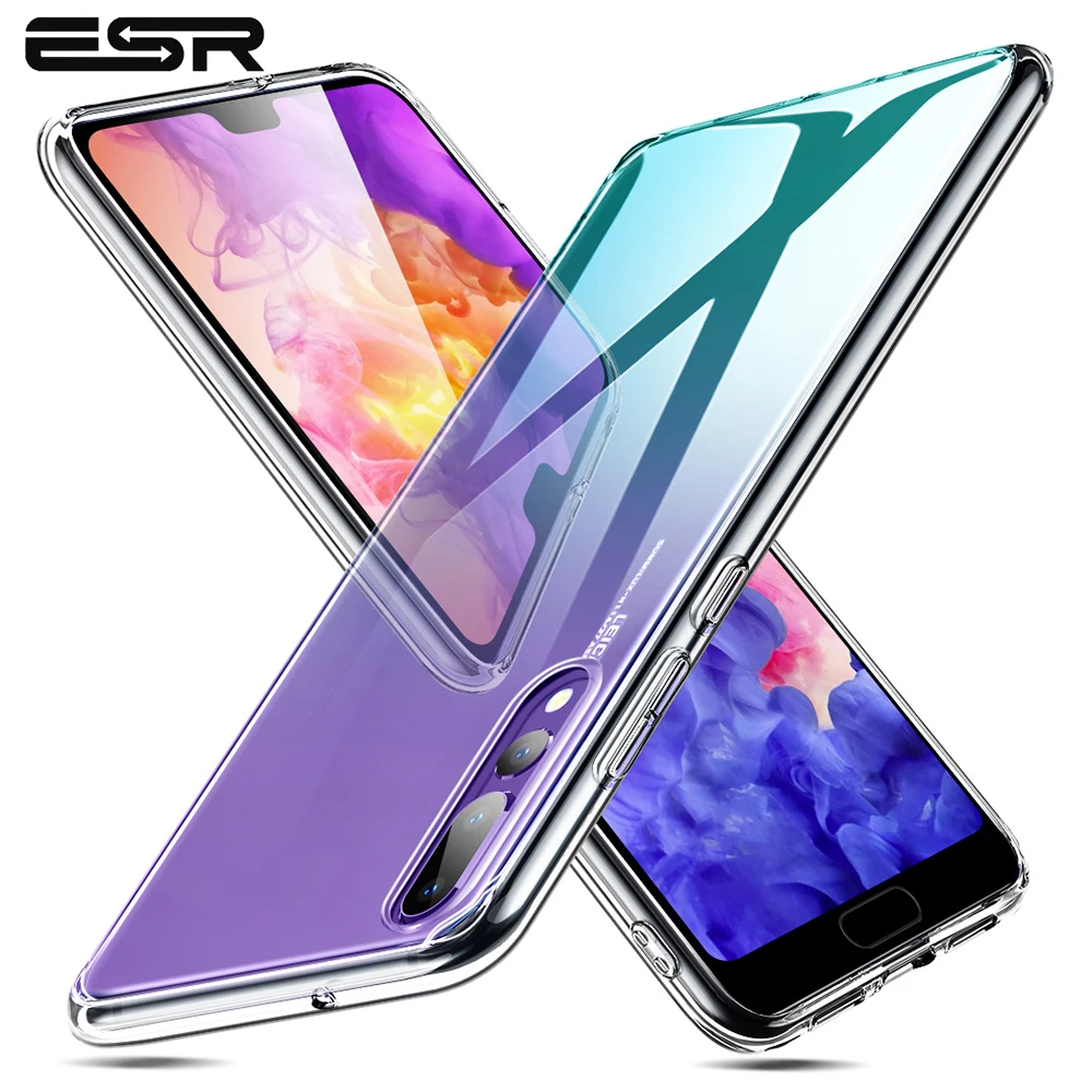 

ESR Crystal Tempered Glass Phone Case For Huawei P20 Full Back Cover For Huawei P20 Pro TPU Soft Edge Silicone Glass Cases Coque