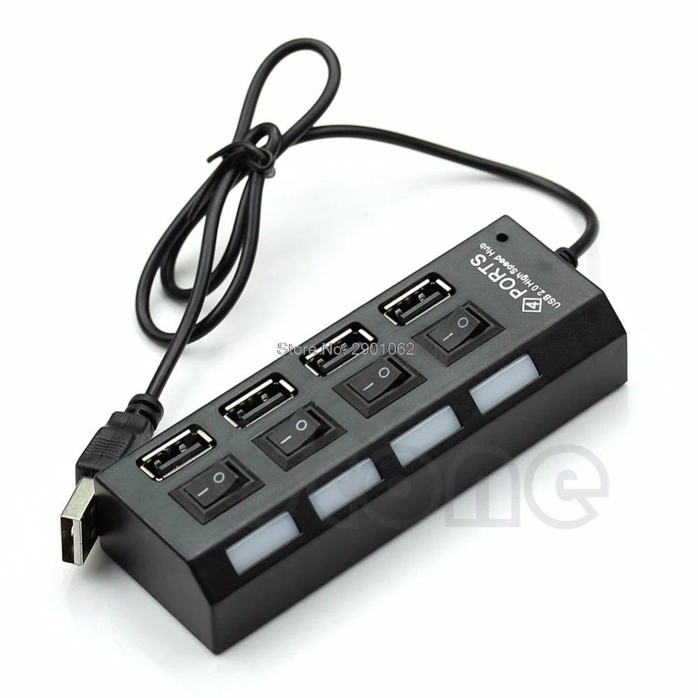 

Multi Expansion 4 Ports USB 2.0 Power On/Off Switch LED Hub F PC Laptop Notebook AP16