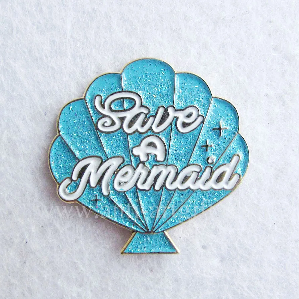 

Custom soft enamel gold metal lapel pins with blue glitter