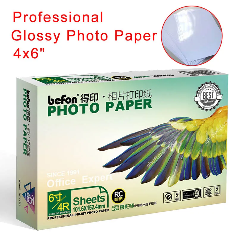 Befon 4X6 4R 6 дюймовая глянцевая фотобумага 50 листов 240gms струйный принтер Фотопечать