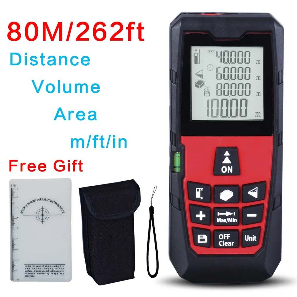 

Red 80M/245ft High Precision Handheld Rangefinder Laser distance meter