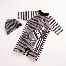 Детский купальный костюм с солнечной защитой, детский купальник, г., брендовые милые полосатые купальные костюмы для мальчиков и девочек от 2 до 8 лет