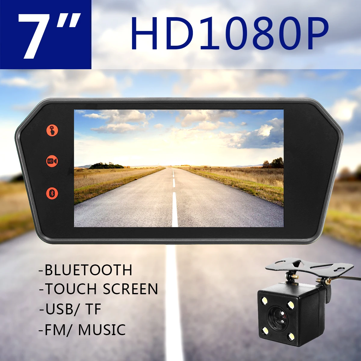 

7 Inch LCD Touch Screen bluetooth Car MP5 Player HD Car Rear View Parking Monitor Auto Vehicle Backup Reversing Camera