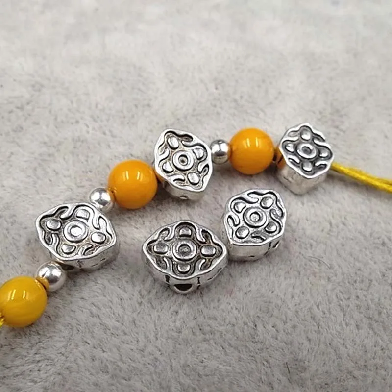 

20pcs/lot Vintage Tibetan Silver Charm Beads 12x9x5mm Irregular Metal Spacer Beads For Buddhism DIY Jewelry Making Accessories