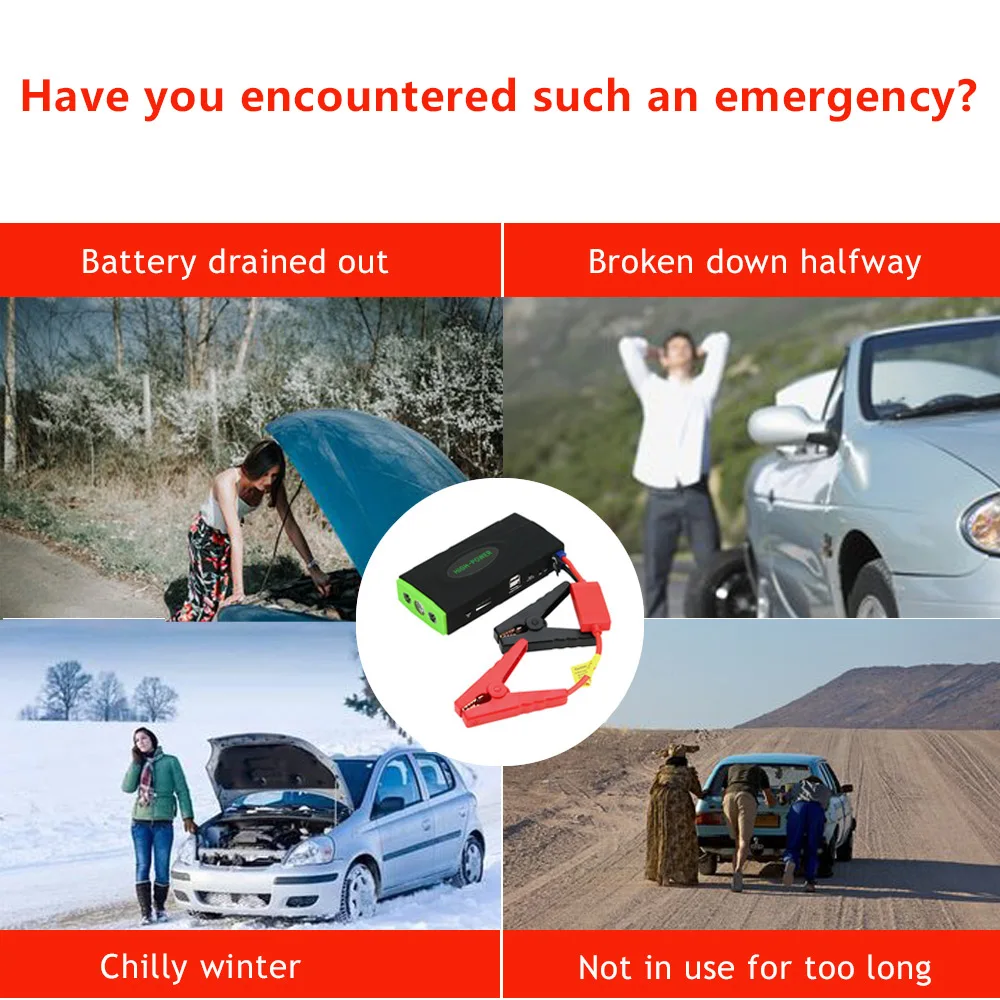 Skup 2019 wysokiej mocy awaryjnego samochodu 12V akumulator samochodowy skok startowy wzmacniacz przenośny banku mocy 600A szczyt wielofunkcyjny urządzenie do