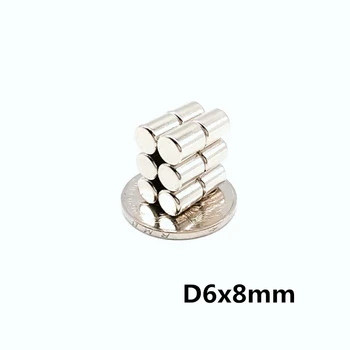 

100pcs 6x8mm neo neodymium D6x8mm magnets king N35 6mmx8mm, 6x8 permanent magnet 6*8 neodymium 6*8mm magnet