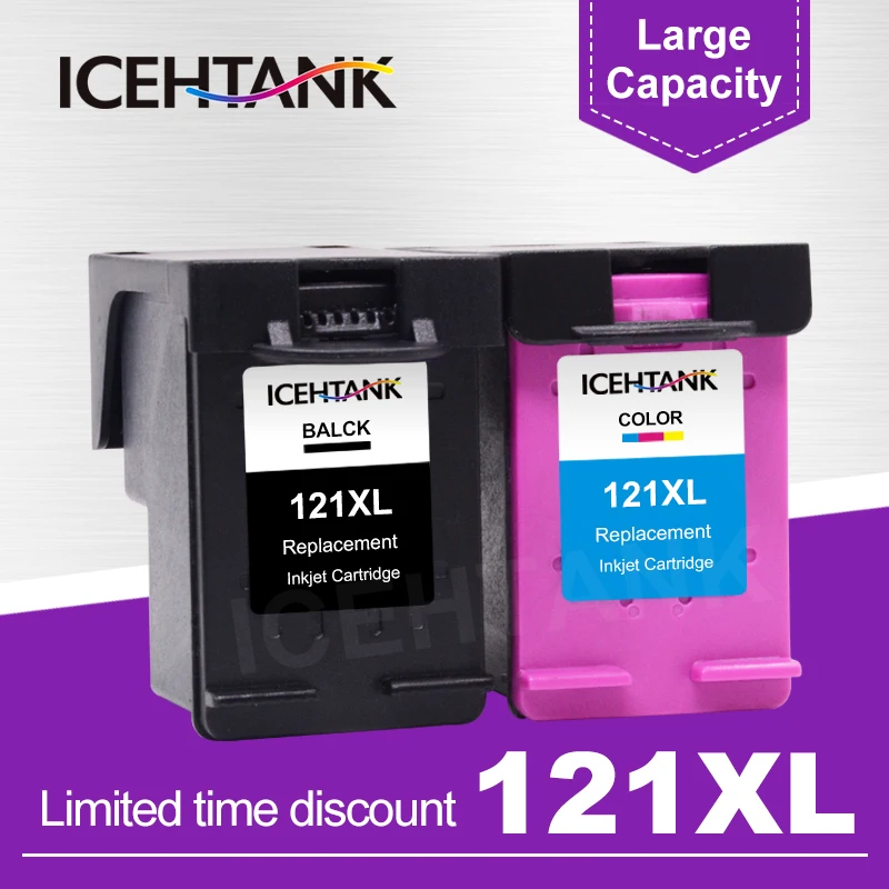 Сменный чернильный картридж ICEHTANK 121XL для HP 121 работает с Deskjet D2563 F4283 F2423 F2483 F2493 F4213