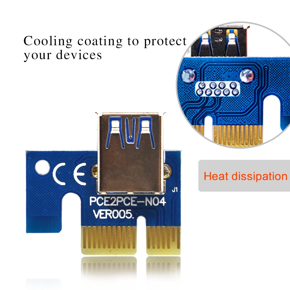 10pcs TISHRIC VER006C 1x to 16x PCI Express PCIE PCI-E Riser Card 006C Extender 60cm USB 3.0 Cable SATA to 6Pin BTC Mining Miner-3