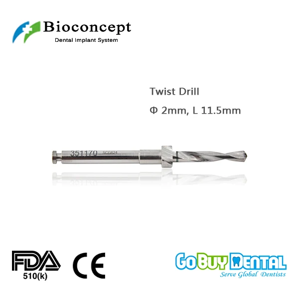 

Osstem TSIII&Hiossen ETIII Compatible Bioconcept BV Dental Instrument Twist Drill D 2.0mm, length 11.5mm(351170)