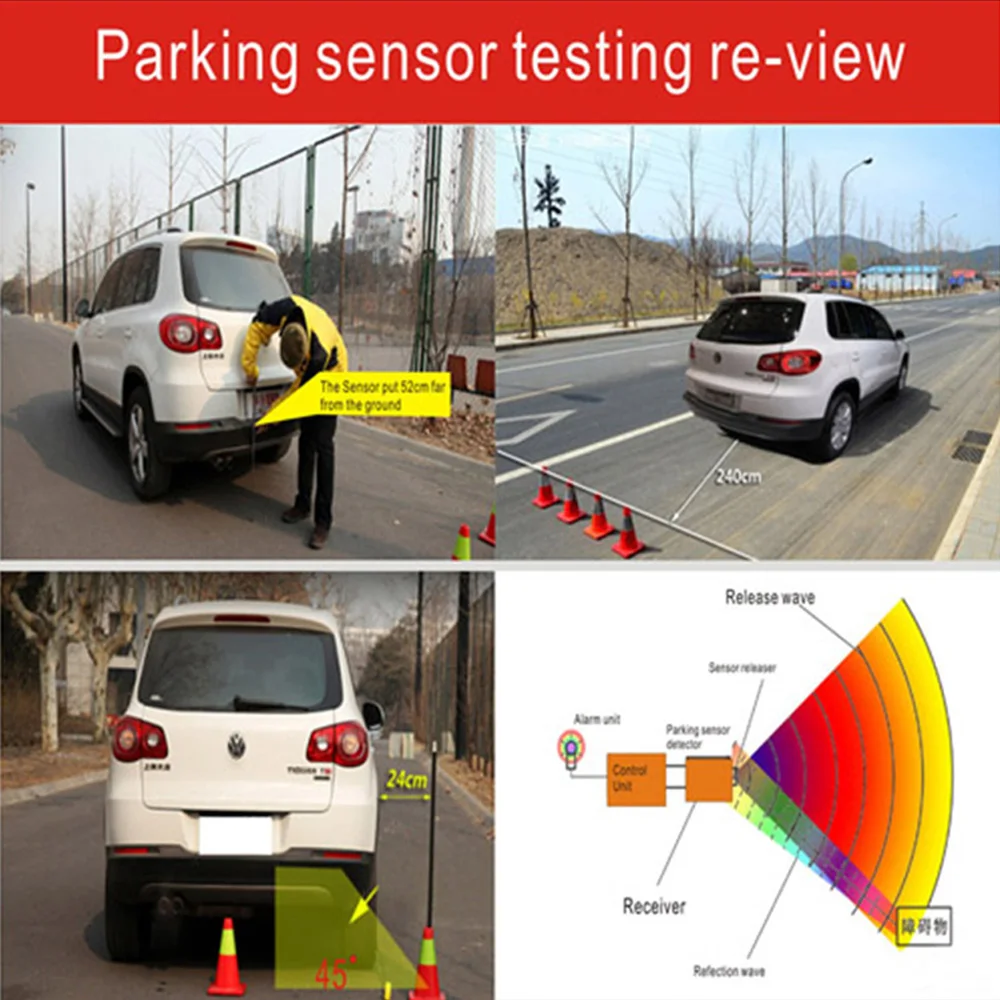 Автомобильный парктроник, парковочный датчик 13 мм, плоский, 4 датчика s, обратный резервный радар-детектор, BI-BI звуковой сигнал, сигнализация, регулируемый звук