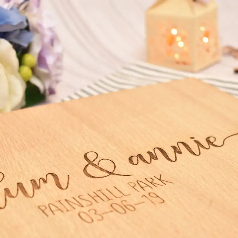 Wedding Guest Book Wooden Wedding Guest Book Modern Guestbook Personalised Guest Book Simple Style