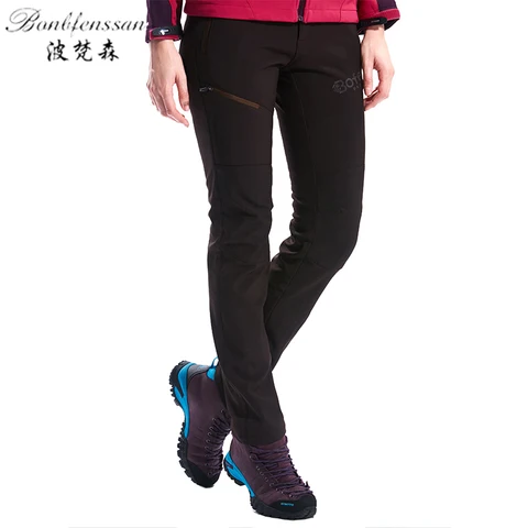 Quente ao ar Femininas à Prova Calças de Trekking Novo Inverno Livre Calças Dwaterproof Água Quente Velo Caminhadas Escalada Acampamento Esporte Softshell 1828b