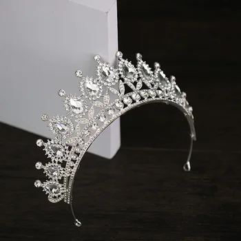

Vintage Silver Baroque Tiara New For Queen Bride Pink Crystal Crowns Bridal Wedding Jewelry Wedding Fashion Hair Accessories