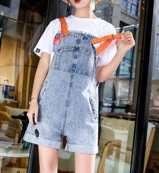 

2019 Women Jeans Jumpsuit Female Wide Leg Rompers Casual Basic Denim Playsuits Large Size Leisure Loose Fit Overalls Bib Jeans