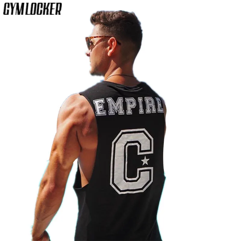 

GYMLOCKER New Fitness Mens Tank Tops Breathable Sexy Bodybuilding printing Clothing vest Summer Singlets Workout Tank Tops