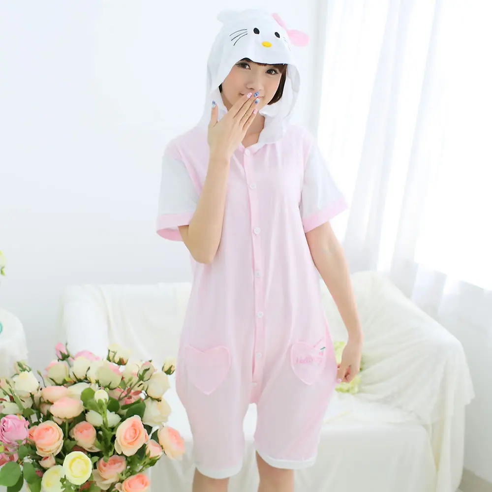 summer pajama onesie pink hello kitty cat summer pajamas one piece