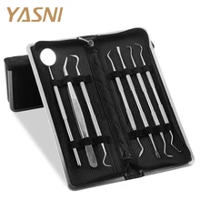 7 шт./компл. кожаная сумка Нержавеющая сталь стоматологический инструмент набор стоматологическое зеркало стоматологический комплект стоматологический инструмент Палочки стоматолог подготовьте инструмент FS135