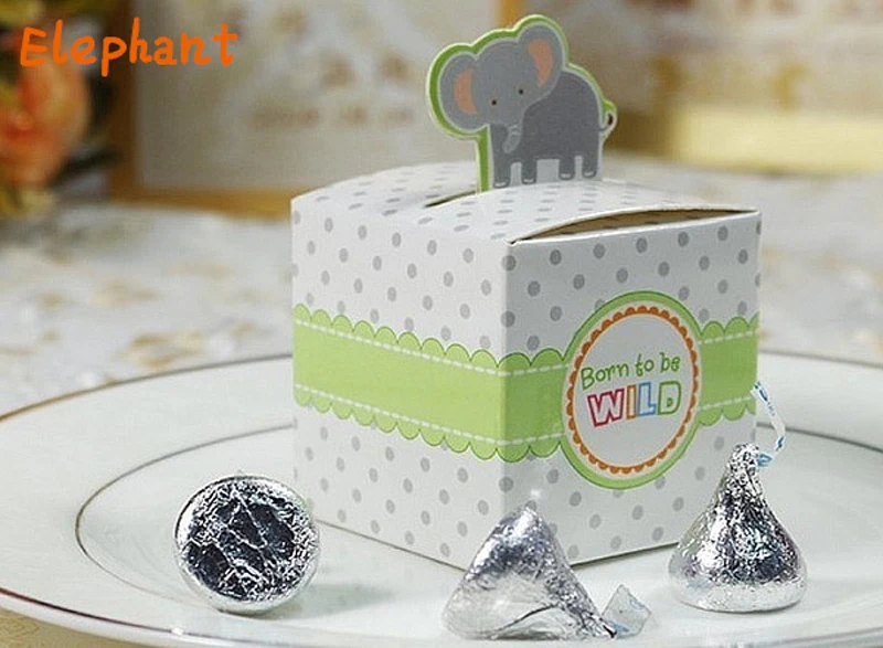 100 шт./партия, подарок на вечеринку в честь рождения ребенка, коробки для детей, конфетница, украшения для детского душа - Цвет: Elephant