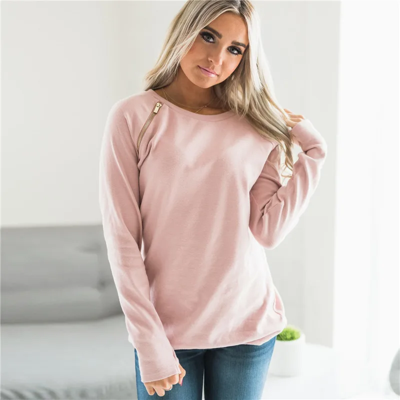 

2019 Hoodies Sweatshirts Women Pullover Hoodie Female Solid Zipper O-neck Sweatshirt Autumn Warm Hoody Plus Size Tops XXL Blusas