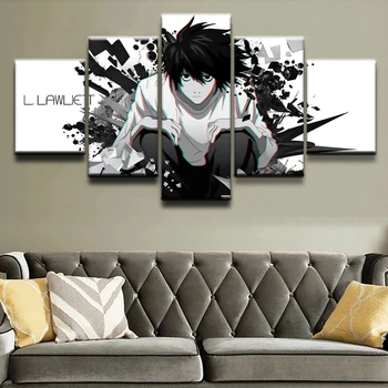 

HD Print Painting Home Decor Canvas 5 Pieces Death Note Poster Modular Animation Picture Modern for Living Room Frame Wall Art