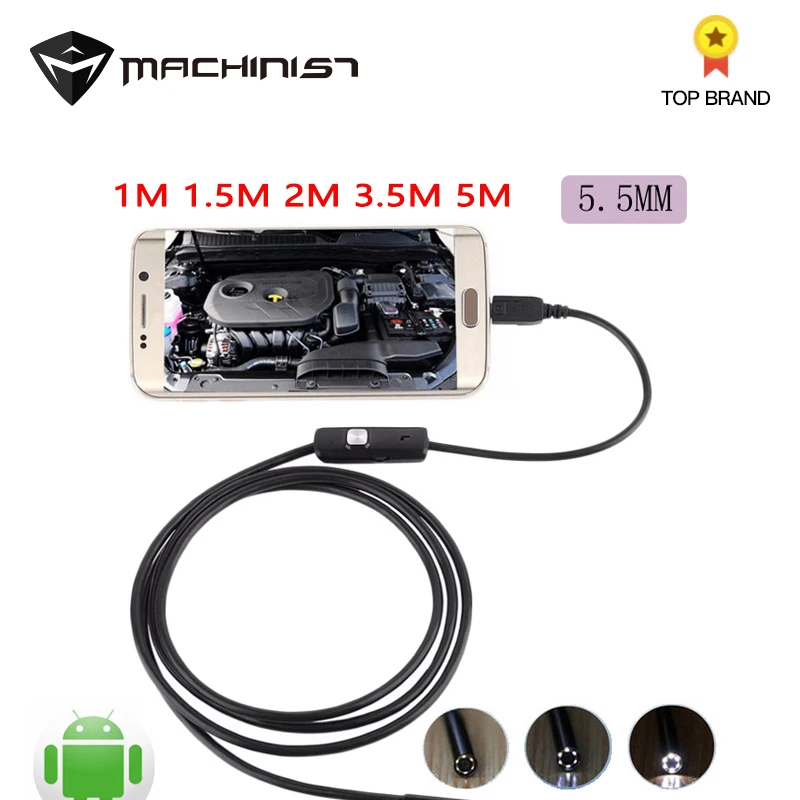 

1pc 1M/1.5M/2M/3.5M 5.5mm Endoscope Camera USB Android Endoscope Waterproof 6 LED Borescope Inspection Camera For Android PC