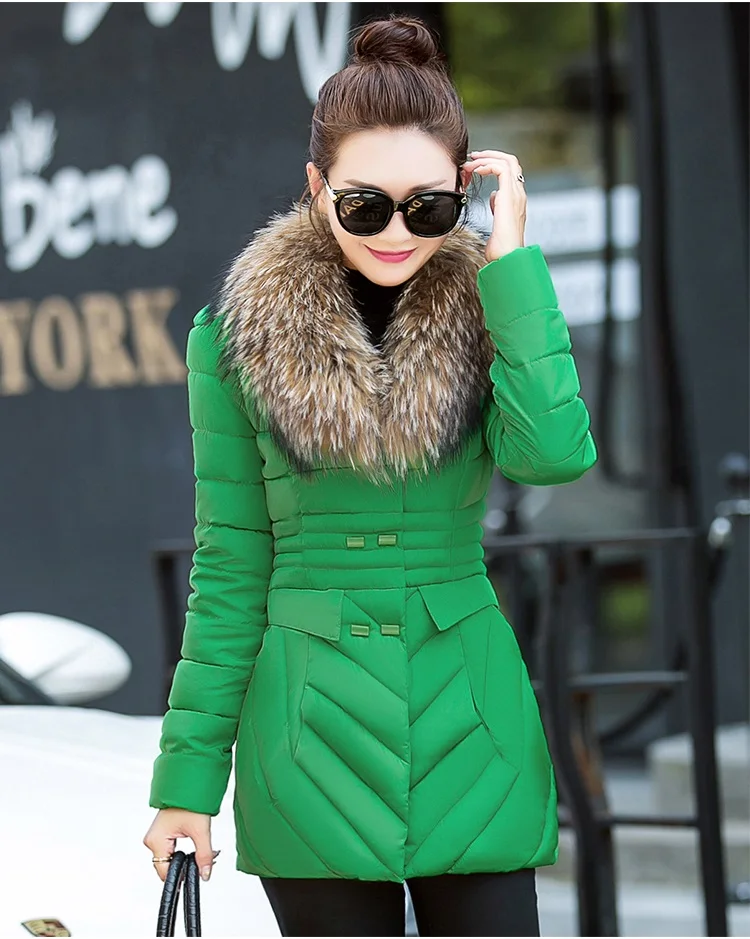 YAGENZ осенне-зимняя куртка женская парка длинная куртка большого размера модная женская одежда с меховым воротником теплые хлопковые топы 687 - Цвет: Gree