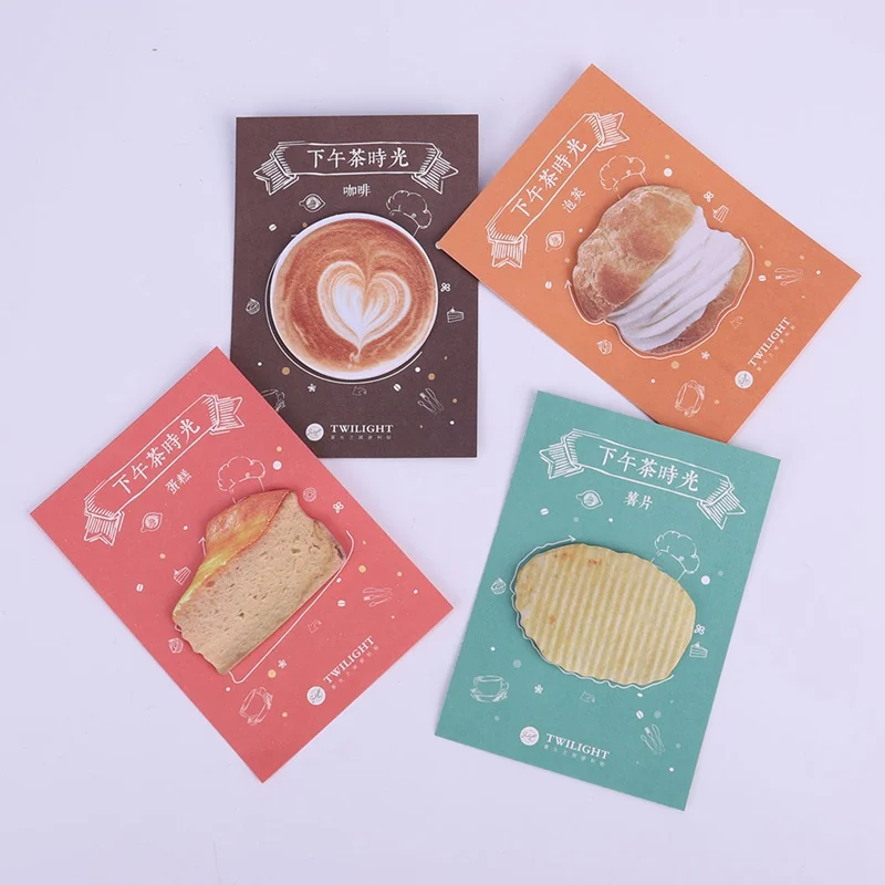 

Creative Sweet Afternoon Tea Memo Pad Paper Sticker Puffs/Cake/Coffee/Potato Chips Memo Pad Sticky Note Stationery