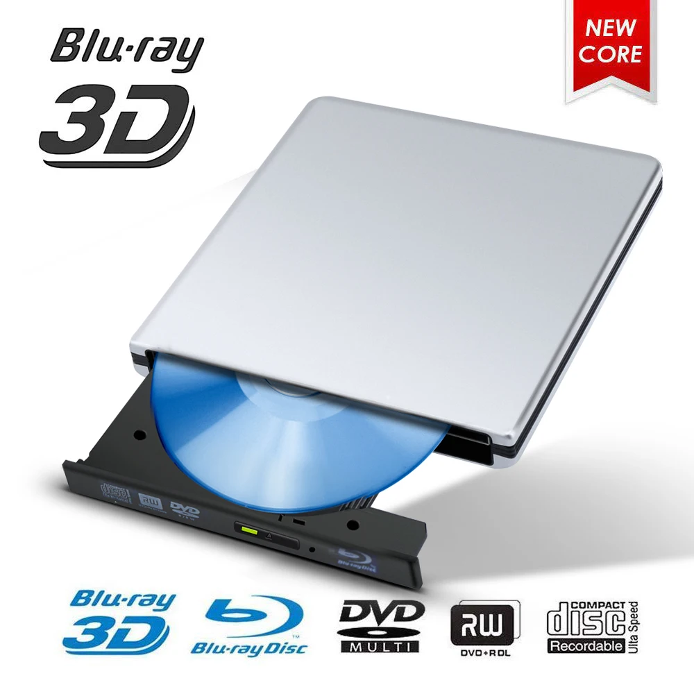 

Portable USB 3.0 External DVD CD Drive Burner CD/DVD-RW Burner Writer Player Blu-ray for Laptop Notebook PC Desktop Computer