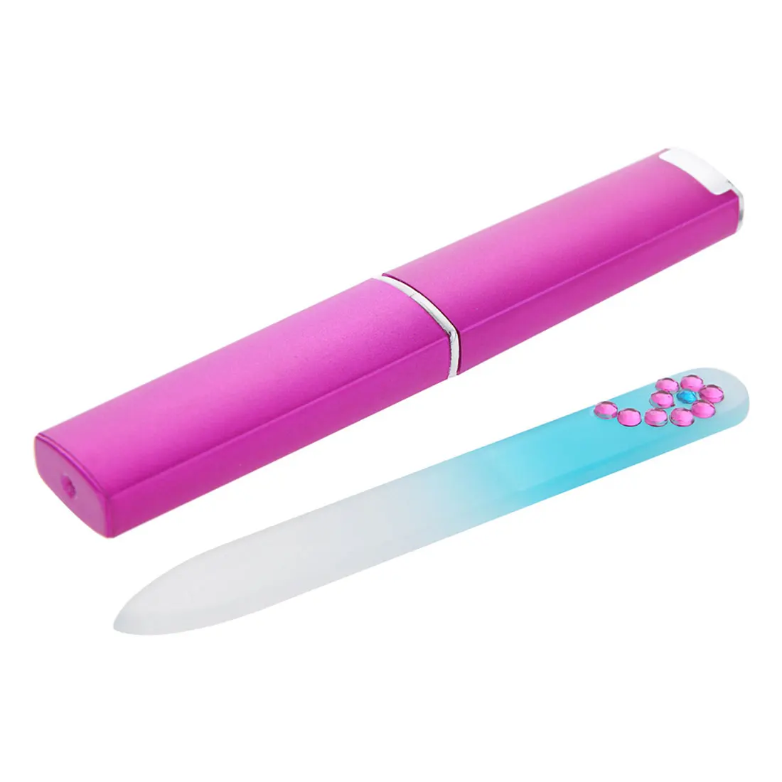 New 1Pcs Glass Nail File Buffer With Barrelled Box Beauty Professional Glitter Crystal Nail Art