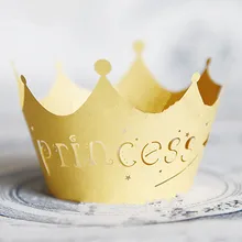 Желтая принцесса Корона торт чашки обертка для кексов бумажные Формы для кексов лайнер декоративная бумага для девочек день рождения