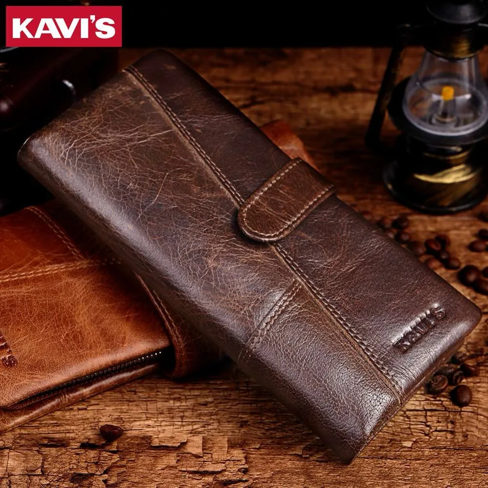Фото Кошелек мужской KAVIS из 100% натуральной воловьей кожи, с отделением для монет и Rfid-защитой №5