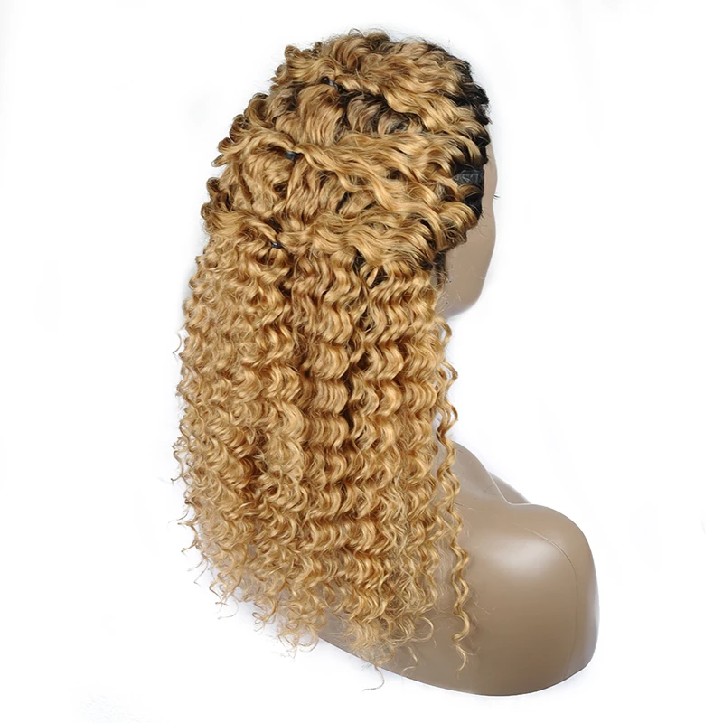 1B 27 Deep Wave Honey Blonde Lace Front Wig Peruvian Lace Front Ombre Human Hair Wig Black Women Thick Remy Hair 150 Density Wig (1)