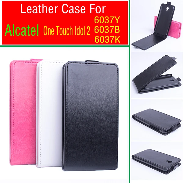 

Leather case For Alcatel One Touch Idol2 6037K 6037B 6037Y Flip cover For Alcatel idol2 OT 6037 Y B K Phone cases Bags Fundas